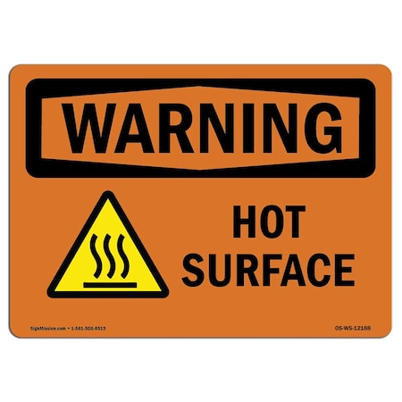 OSHA WARNING Sign, Hot Surface W/ Symbol, 7in X 5in Decal